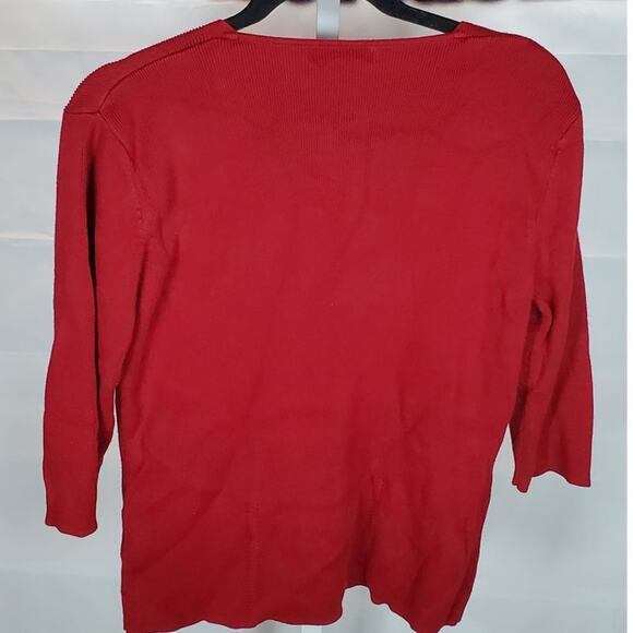 Dressbarn Red Knit Sweater Women’s Top Long Sleeve Square Neck Size XL - Picture 2 of 3